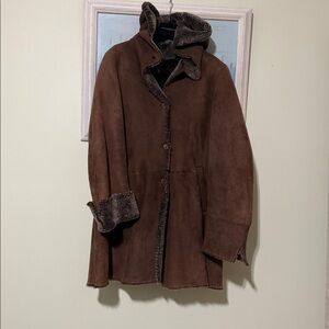 Sasha Lavorazione Artigiana Brown Hooded Shearling Coat Size:12